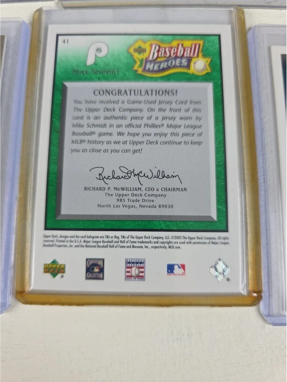 6 Card (MEM) Lot Baseball - HOF NM Autos Jersey Bat Mike Schmidt Alan Tramell ++